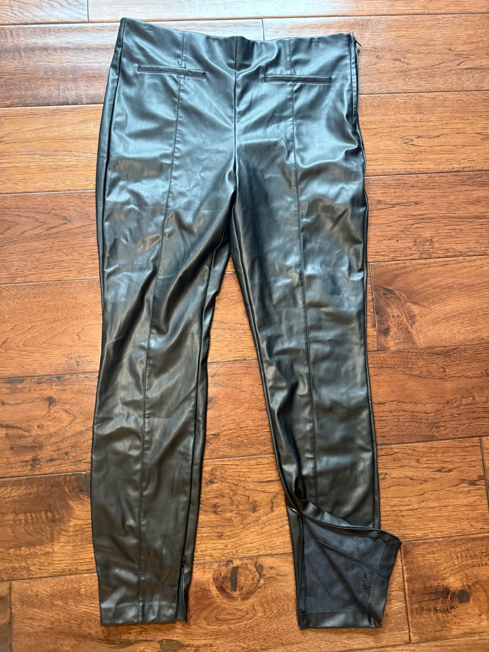 Zara Zip Leggings / High-Waist Faux Leather Trousers. XL